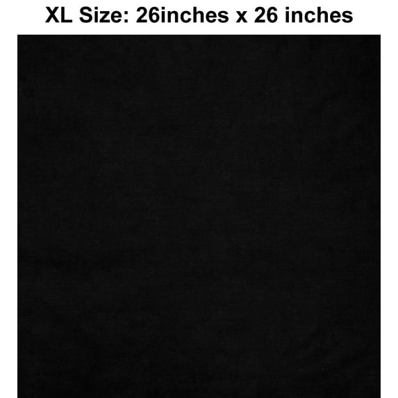 Solid Black Design XL 26 X 26 Cotton Scarf Bandana