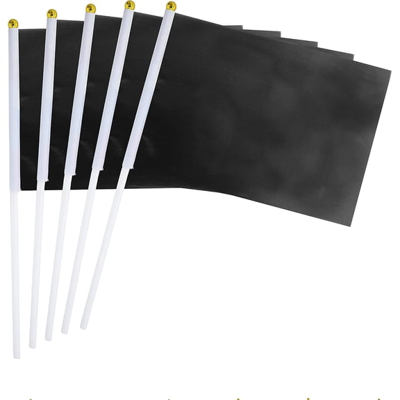 Solid Black Flag Mini Plain DIY Color Flags On Stick, Marking Decoration Supplies, Grand Opening, Party Events Celebration