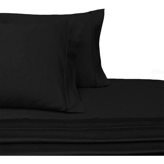 Solid Black King Size Microfiber Attached Waterbed with Pole Attachment. Pole not Included