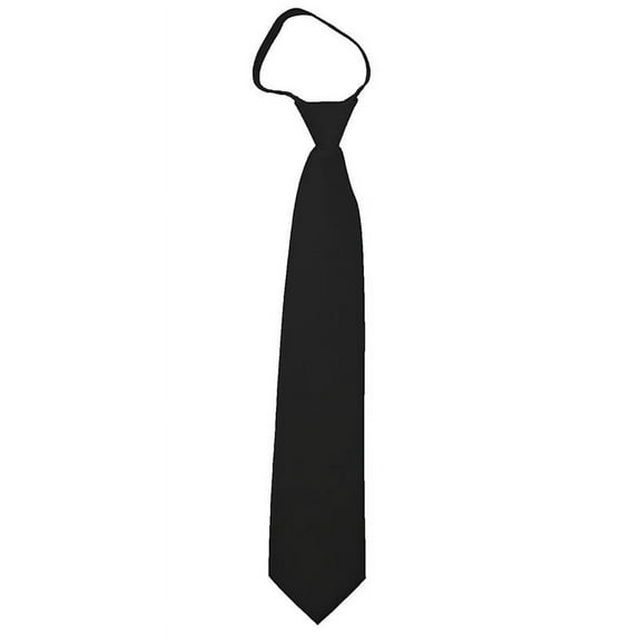 Solid Black Men's 20" Zipper Tie