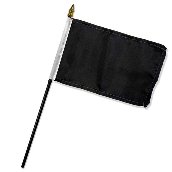 Solid Black Plain Flag 4"x6" Desk Table Stick (sewn edges)