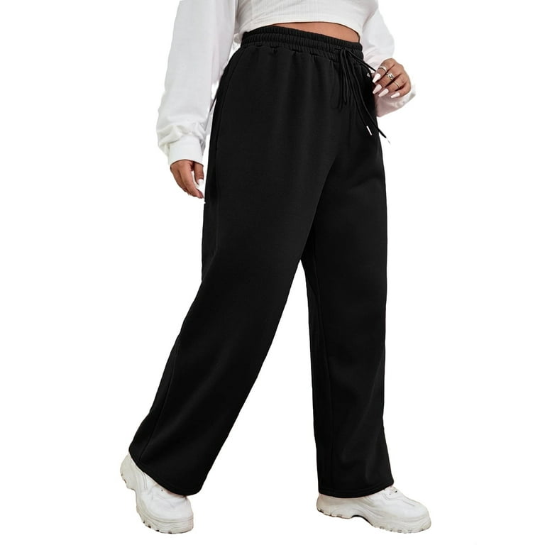 Solid Black Plus Size Sweatpants (Women's) 