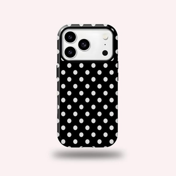 Solid Black Polka Dot iPhone Case, Minimalist Chic Pattern with iPhone 17 to 11 Pro Max