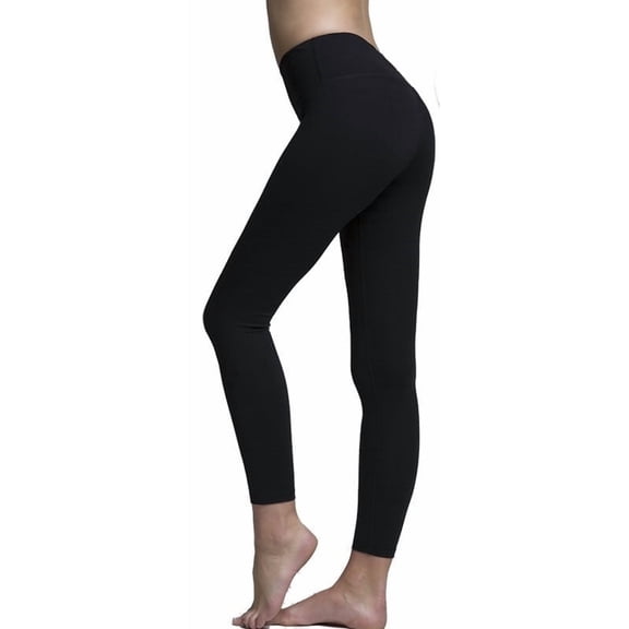 Solid Black Premium Legging with Yoga Band - Women's One Size