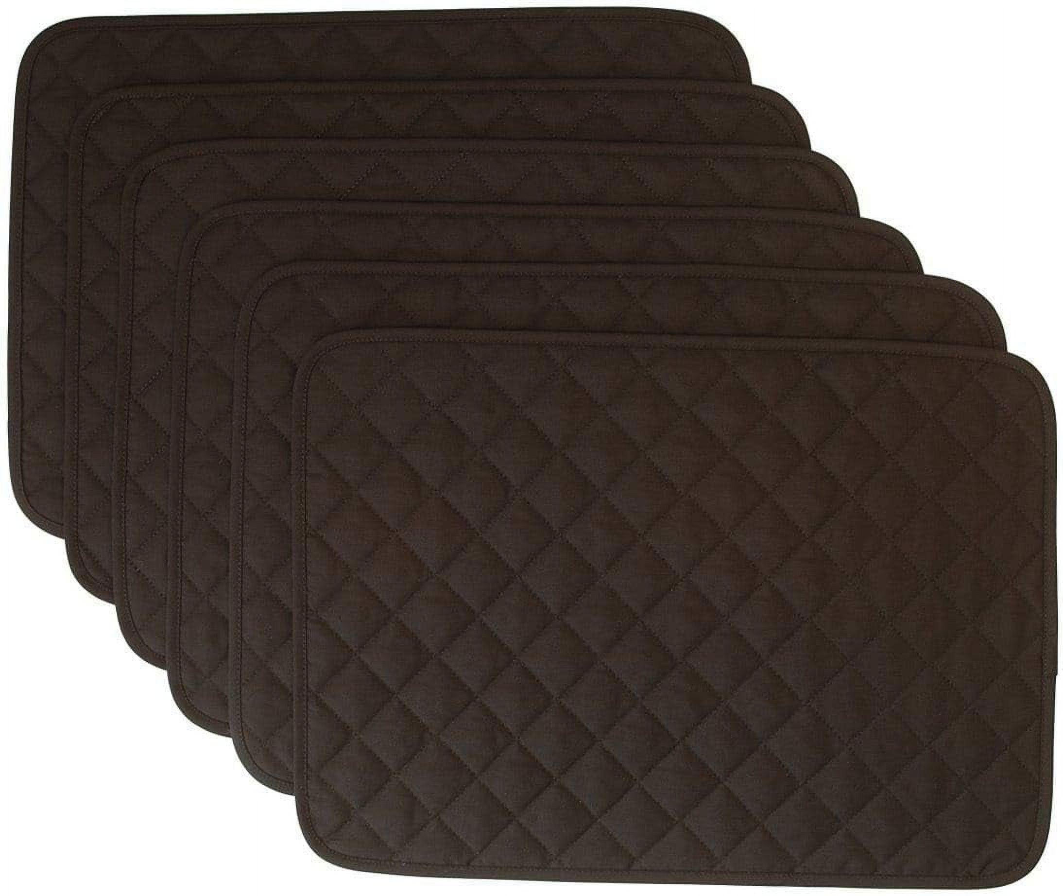 Solid Black Quilted Rectangle Placemats Set Of Six