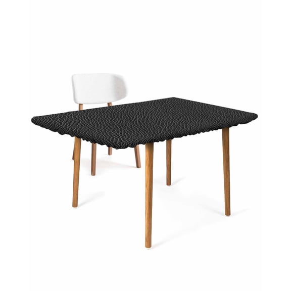 Solid Black Rectangle Tablecloth, Waterproof Elastic Fitted Table Covers for 6 Foot Tables, 32x72inch Decorative Tablecloths for Picnic, Camping, Outdoor, Retro Minimalism Abstract Denim Texture