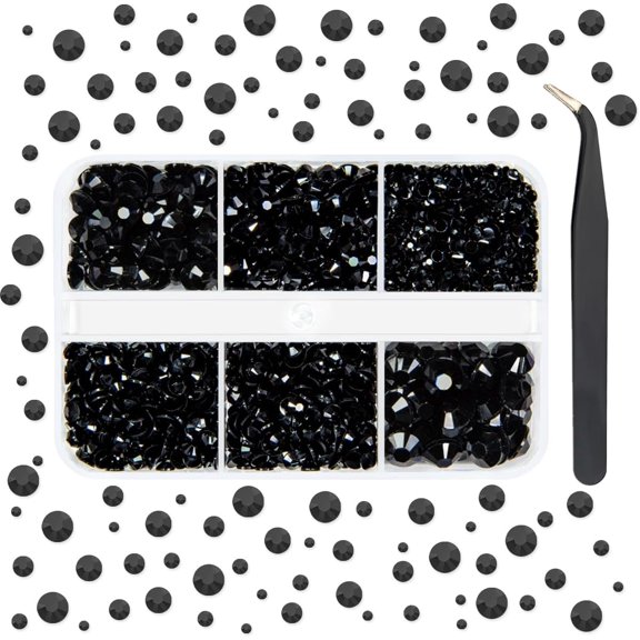 Solid Black Resin Flatback Rhinestones for Crafting Pure Black Flatback Jelly Stones 2mm 3mm 4mm 5mm 6mm Gems Diamonds for Nails Face Eyes Makeup Tumblers Bottles Crafts Clothes Shoes Phones