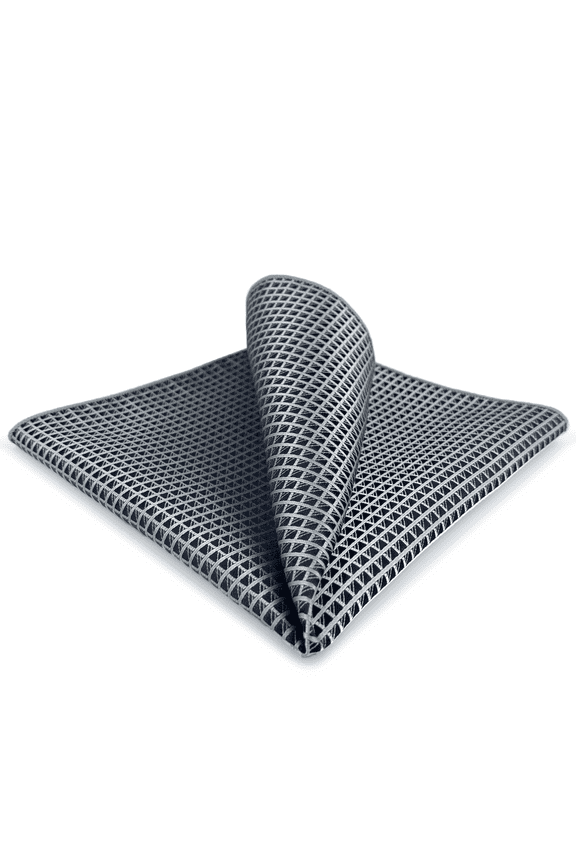 Solid Black Silver Mens Hanky Business Pocket Square Silk