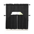 thumbnail image 1 of Solid Black Swag Curtains for Living Room/Bedroom Windows, Retro Minimalism Abstract Denim Texture Kitchen Curtains and Valances Set 36 Inch Length, Light Filtering Swags Valance Curtain Panels, 1 of 5