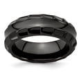 thumbnail image 1 of Solid Black Titanium Men's Faceted Edges 8mm Men's Plain Classic Wedding Band Ring Size 11.5, 1 of 7