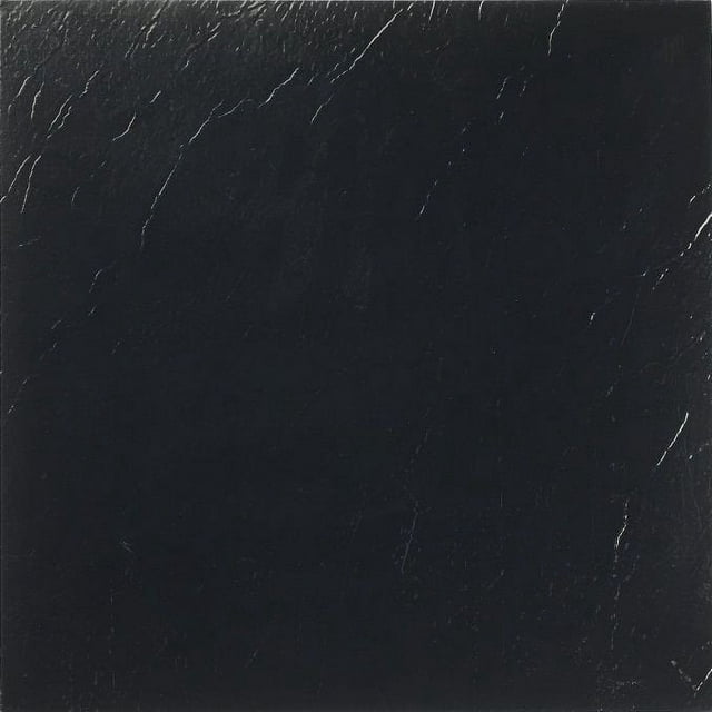 Solid Black Vinyl Floor Tiles Self Adhesive Stick and Peel 12'' x 12'' 1-Pack (20 Pieces)