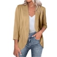 thumbnail image 1 of Solid Blazers For Women Business Casual 3/4 Sleeve Lapel Open Front Suit Jacket Work Blazer With Pockets, 1 of 8