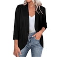 thumbnail image 1 of Solid Blazers For Women Business Casual 3/4 Sleeve Lapel Open Front Suit Jacket Work Blazer With Pockets, 1 of 8