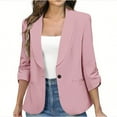 thumbnail image 1 of Solid Blazers For Women Business Casual 3/4 Sleeve Lapel Open Front Suit Jacket Work Blazer With Pockets, 1 of 7