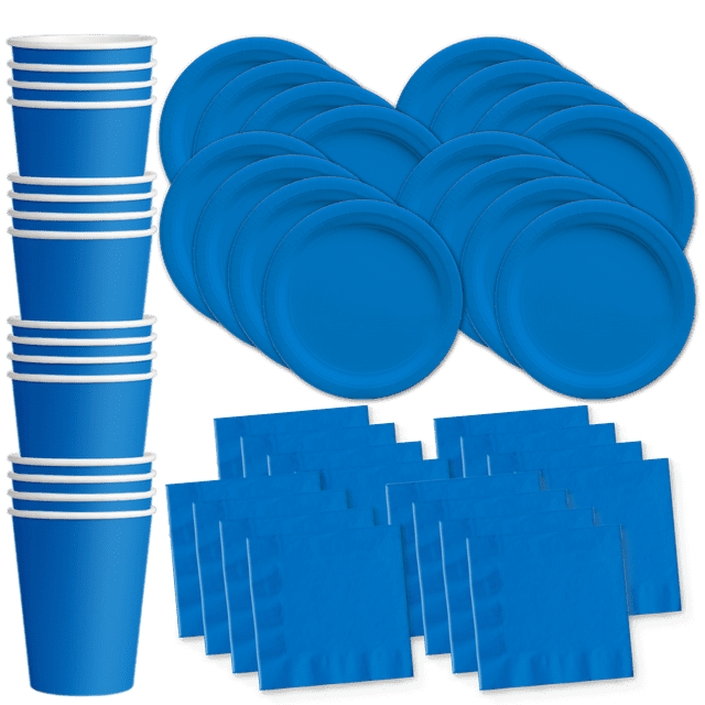 Solid Blue Birthday Party Supplies Set Plates Napkins Cups Tableware