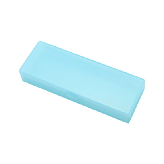 Solid Blue Hard Stackable Plastic Stationery Storage Box Tight Snap Closure Single Compartment Pen & Small Supply Organizer For Desktop Countertop