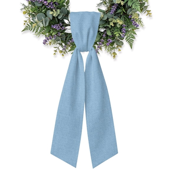 Solidification Ice Solid Blue Striped Wreath Sash for Front Door 4.5