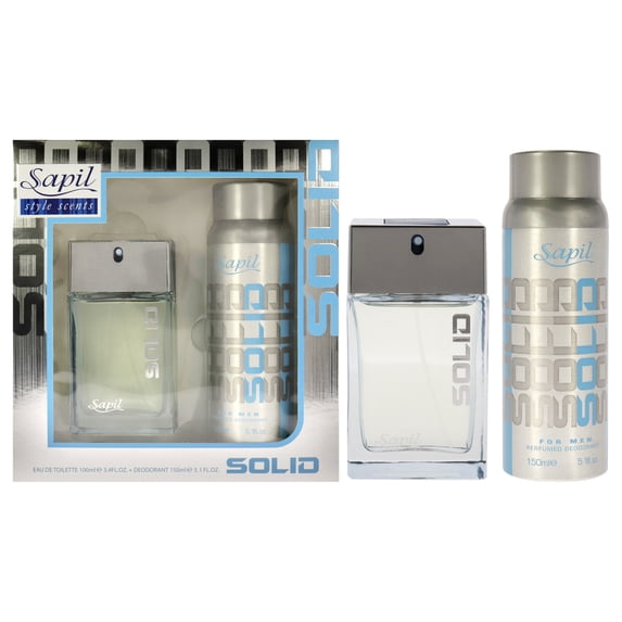 Solid Blue by Sapil for Men - 2 Pc Gift Set 3.4oz EDT Spray, 5.1oz Perfumed Deodorant Spray
