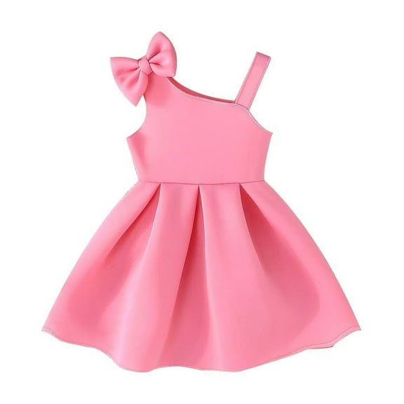 Solid Bow Baby Dress for â Sweet Minimalist Gown Ages 0-2Y, Everyday Outing Wear, Adorable Match to Pink Dress for Girls Family Coordination