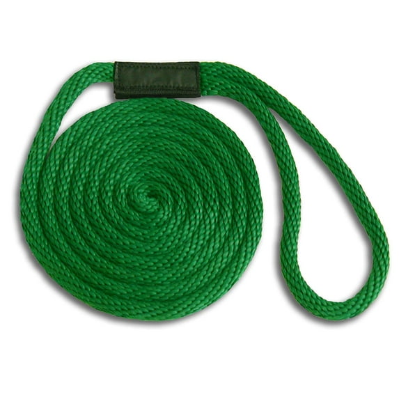 Solid Braid Nylon Dock Line - Green, 3/8" x 15'