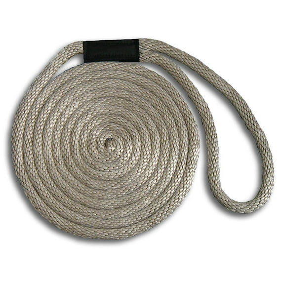 Solid Braid Nylon Dock Line - Silver, 5/8" x 30'