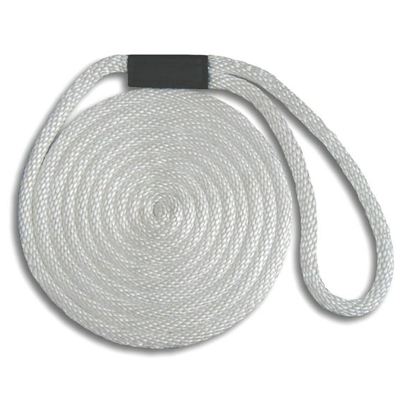 Solid Braid Nylon Dock Line - White, 1/2" x 15'