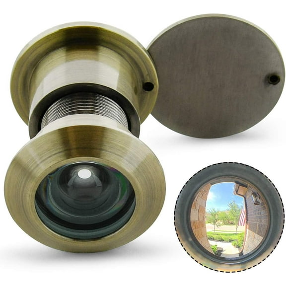 Solid Brass 220-Degree Large Door Viewer Security Peek Peephole for Home Office Hotel, Heavy Duty Privacy Cover for 1-21/32" to 2-1/8" Doors, Antique Bronze Finish