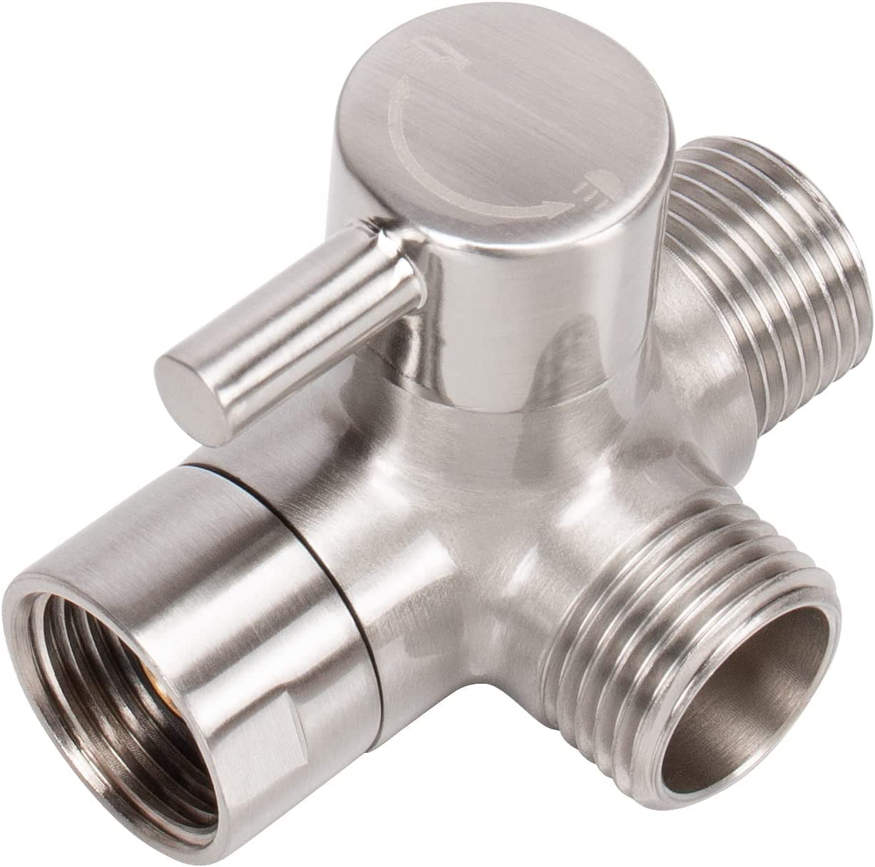 Solid Brass 3-Way Shower Arm Diverter Valve, Universal G1/2" T-Adapter ...