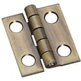 thumbnail image 1 of Solid Brass AB Miniature Narrow Hinge 3/4" Long  x 5/8" Open w/Screws, 1 pair, 1 of 2