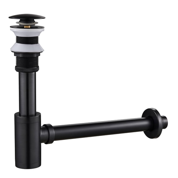 Solid Brass Adjustable 1-1/4 Bottle Trap Without Overflow Drain Stopper Set, Bathroom Sink P-Trap Complete Set Sink Drain Kit Tube, Oil Rubbed Bronze