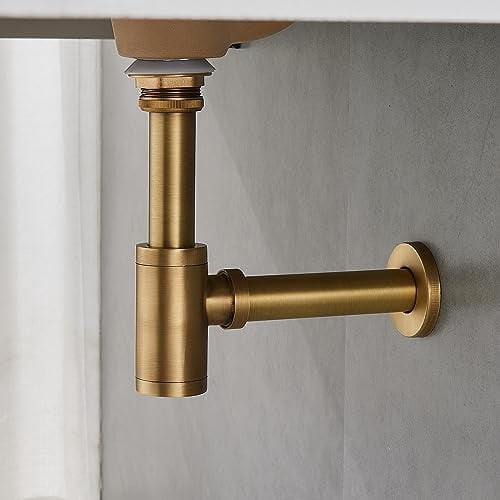 Overflow Trap Solid Brass Adjustable 1-1/4 Bottle Trap with Overflow Drain Stopper ...