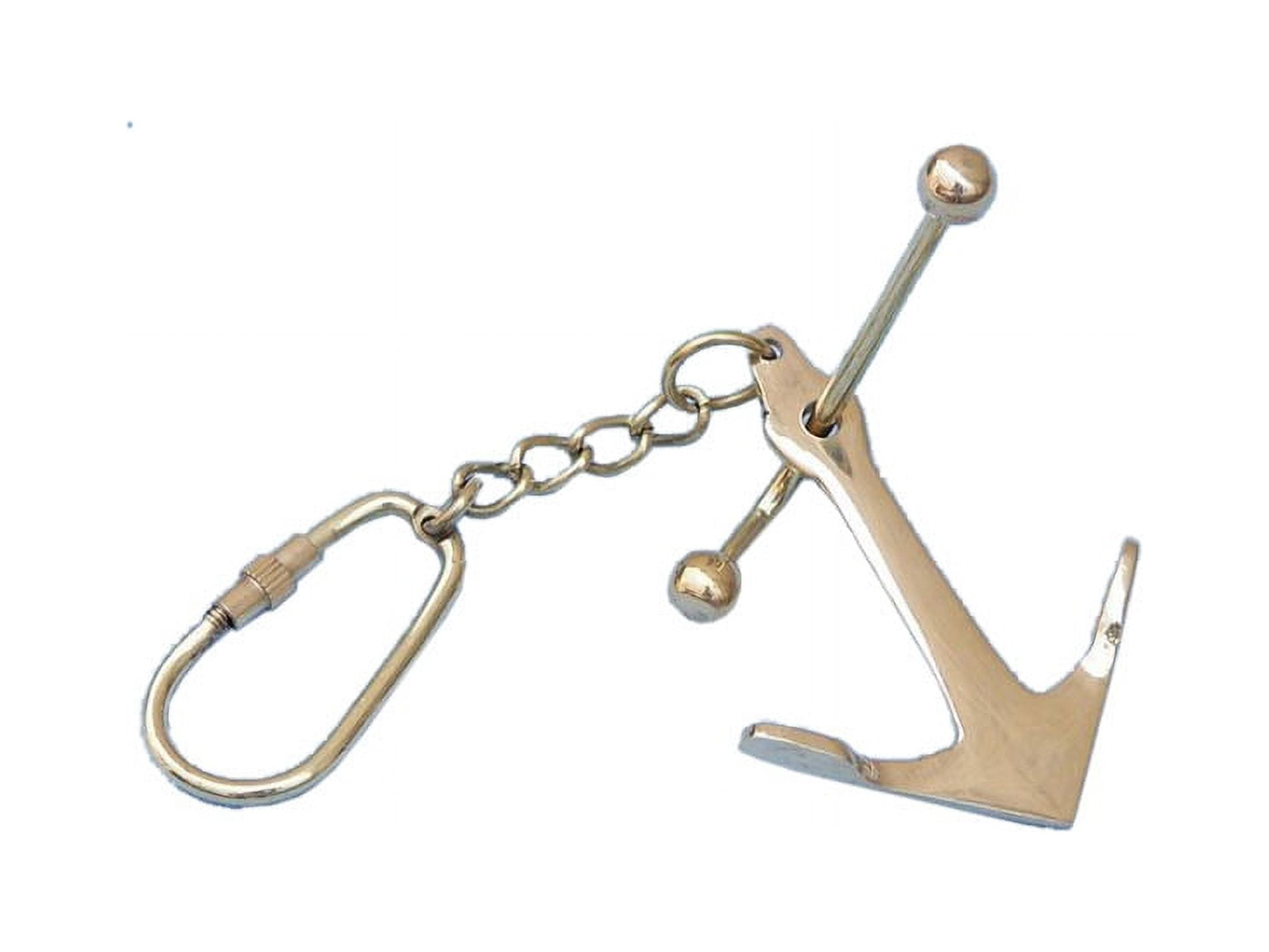 Solid Brass Admiralty Pattern Anchor w/Stock Key Chain 6"