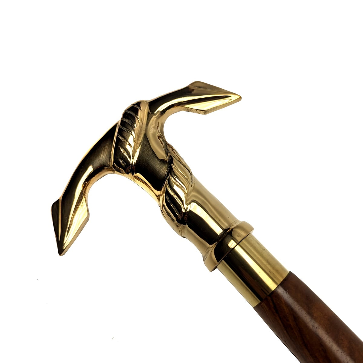 Nautical Anchor T Handle Brass Cane Twisted Wood Shaft Men Women Walking Stick Nautical Anchor T Handle Brass Cane Twisted Wood Shaft Men Women Walking Stick