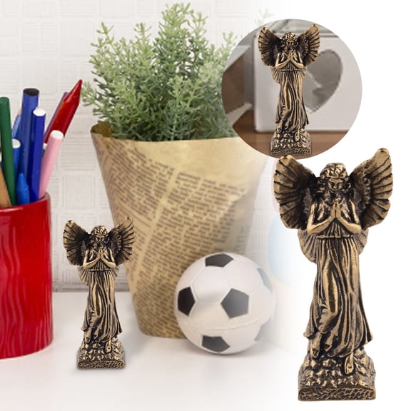 Solid Brass Angel Figurine Retro Home Sculpture Elegant Tabletop Ornament for Living Room Desk Display