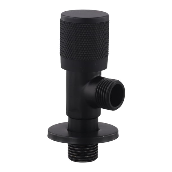 Solid Brass Angle Valve G1/2 Stop Cock For Bathroom Sink, Matte Black Water Inlet Divider With Wall Mount Fitting, Silver(black)
