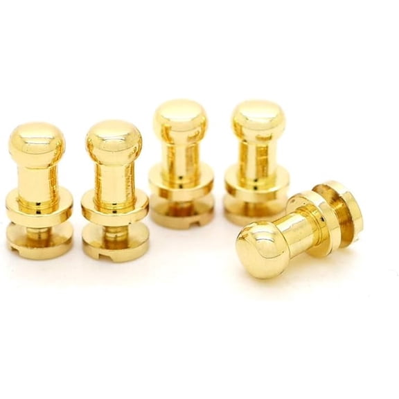 Solid Brass Ball Head Stud Screw Back Nipple Rivet Studs Button Strap Stopper Leathercraft 10 Pack SCBH (Gold, 8 mm)