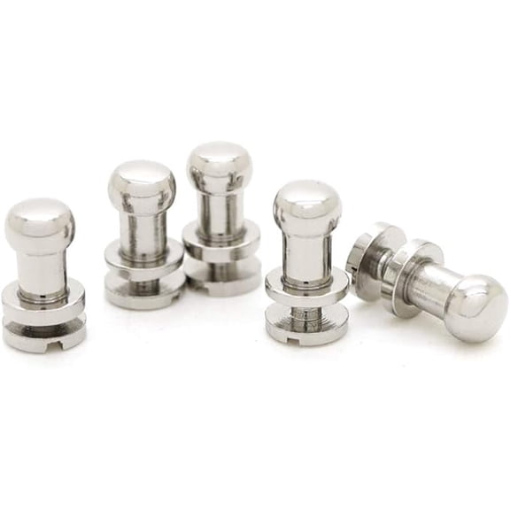 Solid Brass Ball Head Stud Screw Back Nipple Rivet Studs Button Strap Stopper Leathercraft 10 Pack SCBH (Silver, 8 mm)