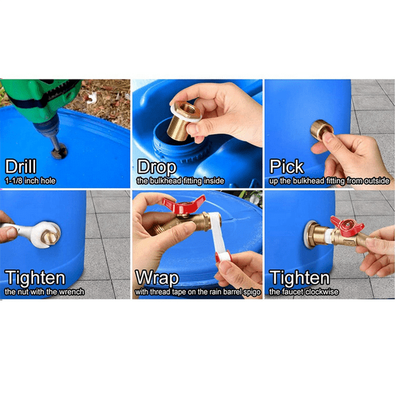 Solid Brass Bulkhead Fitting, 9 Sets 3/8 Inch Female 1/2 Inch Male Solid Brass Water Tank Connector Threaded with Ring