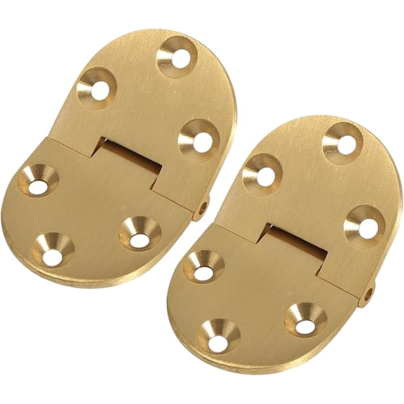 Solid Brass Butler Tray Hinge: 2 PCS Round Edge Table Folding Flip Top Hinge with Screws 2-1/2"x1-1/2, Brass Butler Tray Hinges Flip Concealed Furniture Hardware