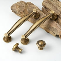 Solid Brass Cabinet Handle: Antique Brass Drawer Knob, 5" Hole Center Pull for Furniture