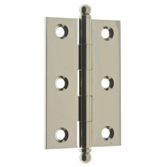 Solid Brass Cabinet Hinges, Bright Nickel - 3 x 2 in.