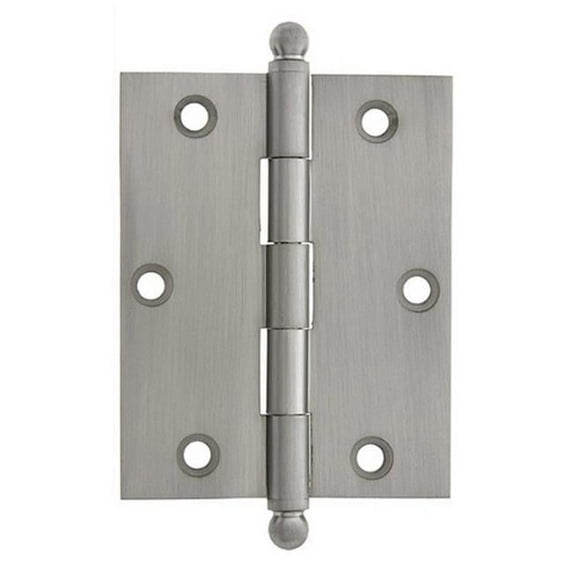 Solid Brass Cabinet Hinges, Satin Nickel - 2.5 x 2 in.