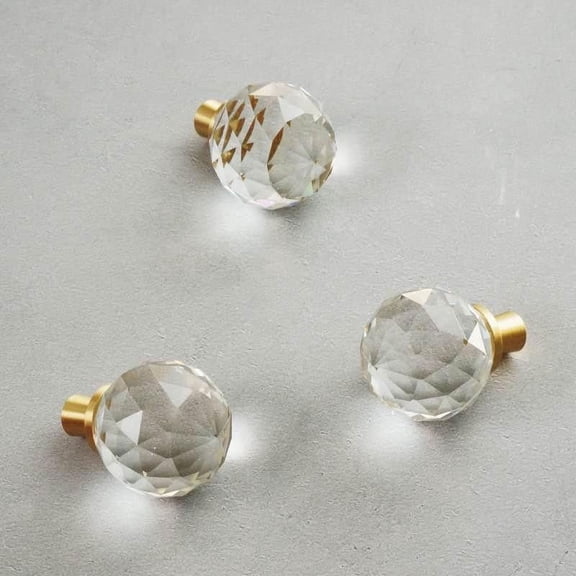 Solid Brass Cabinet Pulls with Crystal Balls ( A Pair)