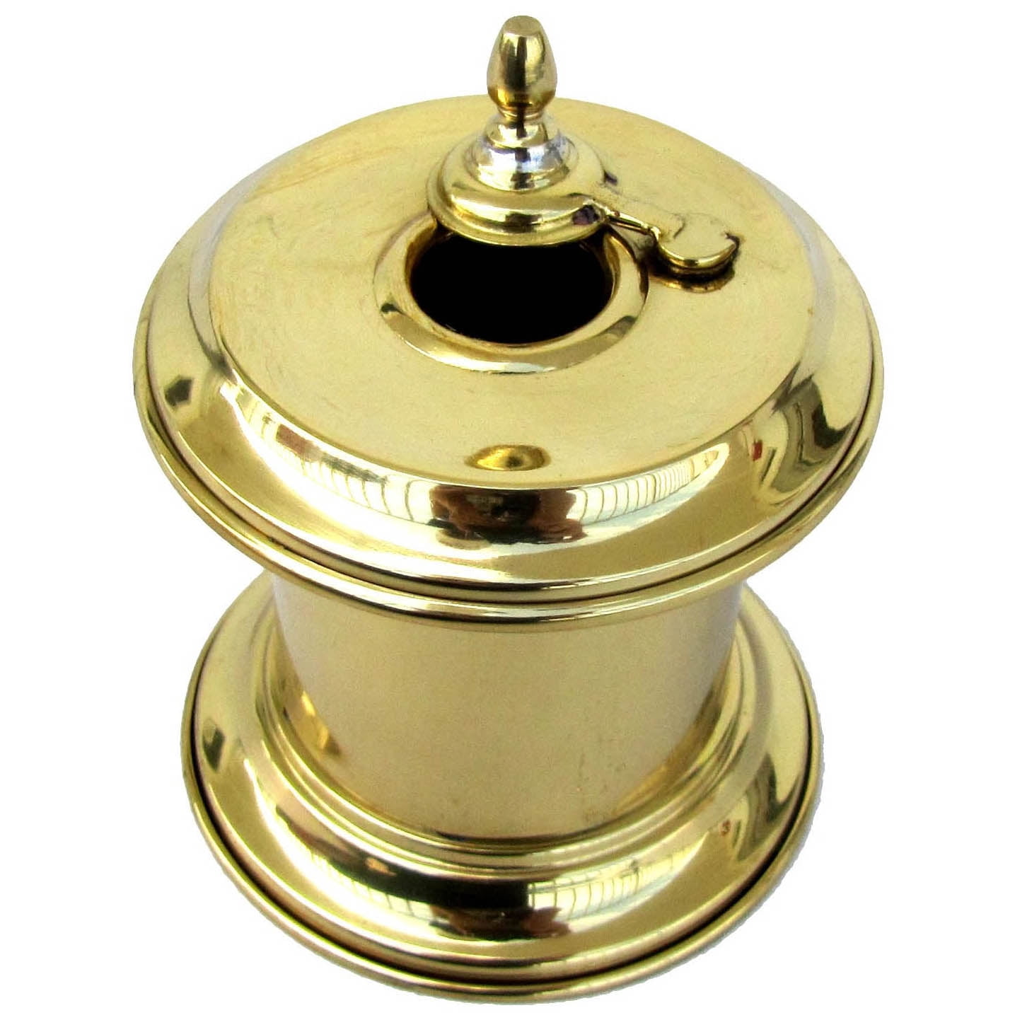 Solid Brass Captain Inkwell with Moving Swivel Lid Solid Brass Captain Inkwell with Moving Swivel Lid