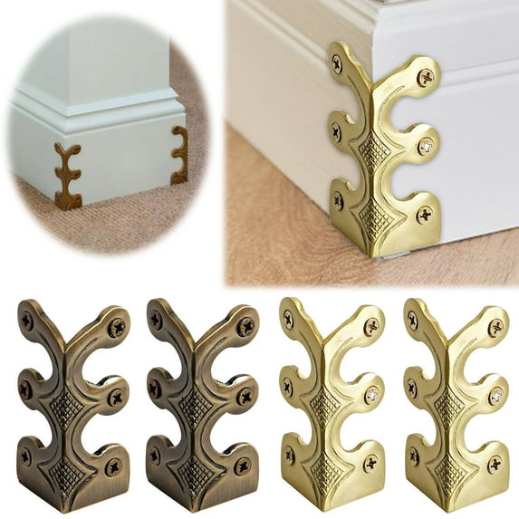 Solid Brass Corner Protectors | Vintage Metal Decorative Skirting & Wall Guards | Durable Copper Finish | For Tables Cabinets Desks Drawers Bookshelves | 2 Pack