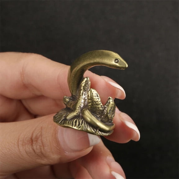 Solid Brass Cute Little Baby Snake Wrapped Around Tree Mini Statue Ornament