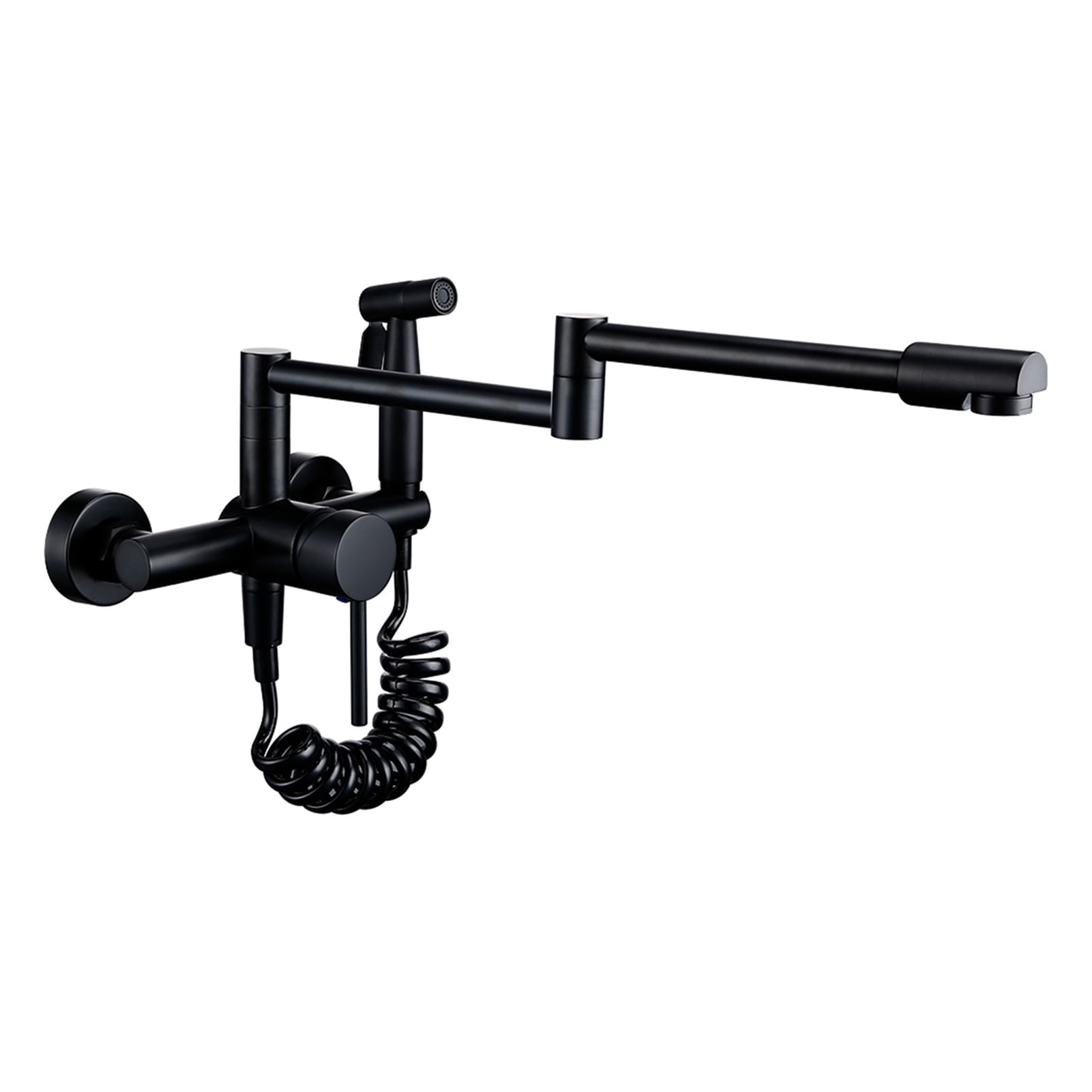 Solid Brass Deck Mounted With Spray Gun Double-Jointed Pot Filler Kitchen Sink Faucet Cold OR Heat Water Tap ,360° Swivel Spout