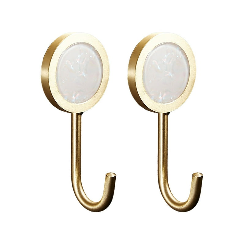 Solid Brass Decorative Wall Hook Hole Free Wall Mount Shining Gold Fancy Hook white