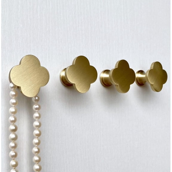 Solid Brass Decorative Wall Hooks, Coat Backpack Purse Towel Screw-in Hangers, Wall Mounted Fancy Champagne Gold Hooks (Shining Gold 4 Pack)$$Home Decor, Kitchen, & Other