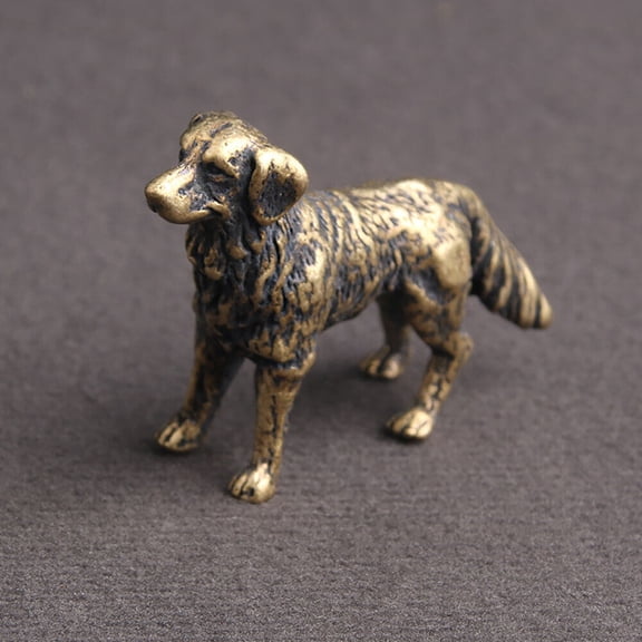 Solid Brass Dog Animal Figurine Small Dog Statue House Office Decoration Gift Toys